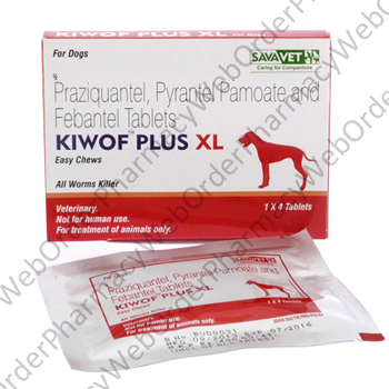 KIWOF PLUS XL (Praziquantel/Pyrantel Pannoate/Febantel) - 175mg/504mg/525mg (4 Tablets) P1